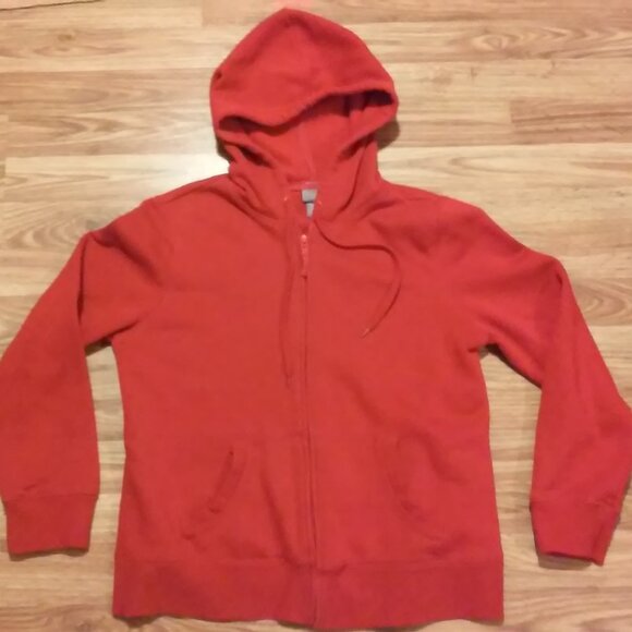 Hoodie Laura Scott Red Zip Front Two Pockets Size M/P Medium Petite - Picture 1 of 3